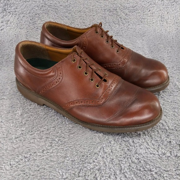 Rockport Mens Leather Dress Shoes 9W Oxfords Brown Wingtip Lace Up Wide - Picture 1 of 11